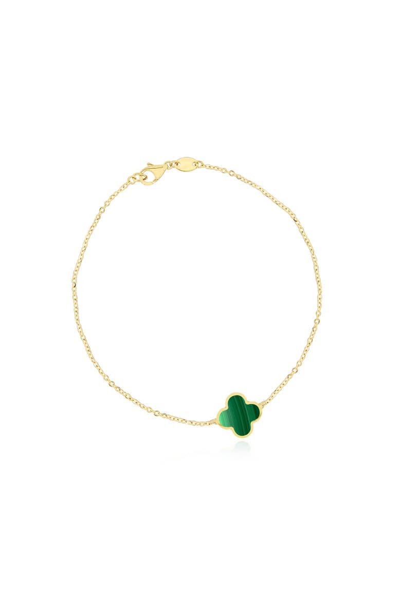 The Lovery Fine Jewelry Small Malachite Single Clover Bracelet, Main, color, Malachite