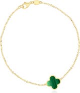 The Lovery Fine Jewelry Small Malachite Single Clover Bracelet