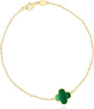 The Lovery Fine Jewelry Small Malachite Single Clover Bracelet