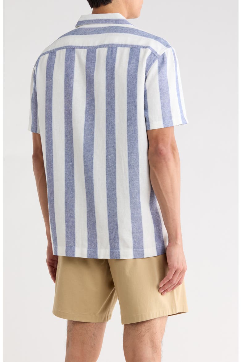 Linen Blend Camp Shirt, Alternate, color, BLUE BIJOU CABANA STRIPE