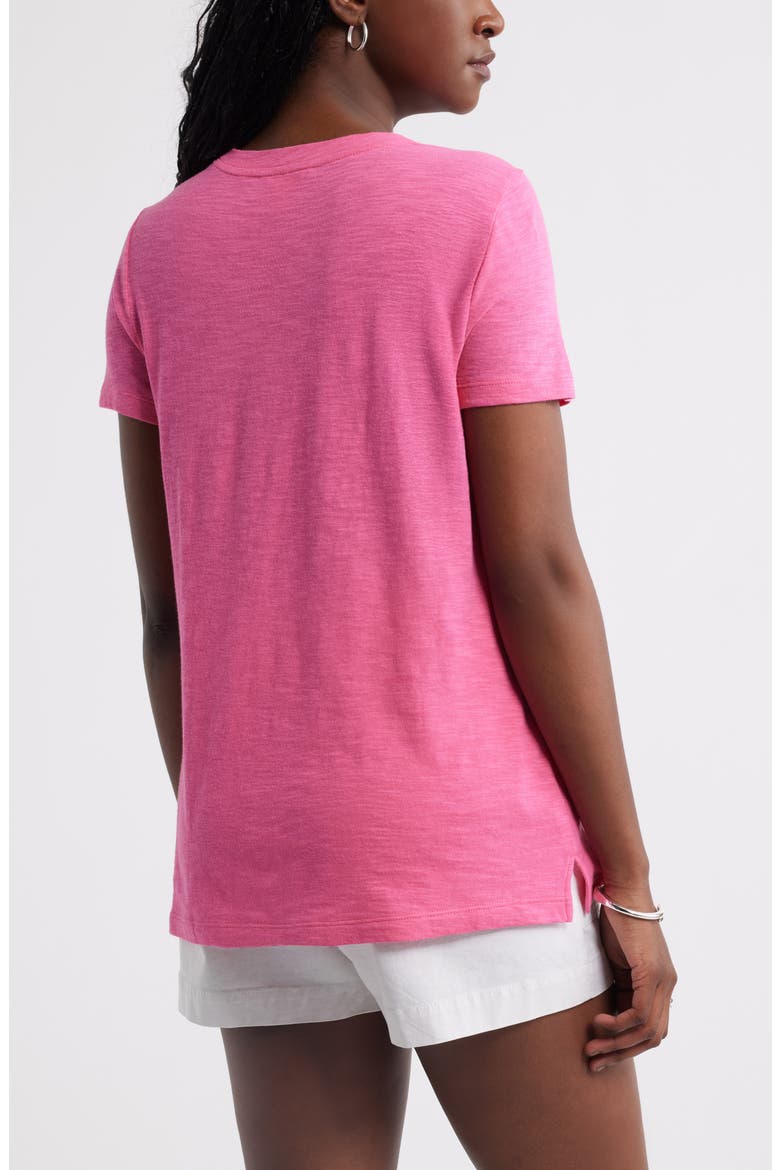Cotton Blend Crewneck T-Shirt, Alternate, color, PINK SHOCK