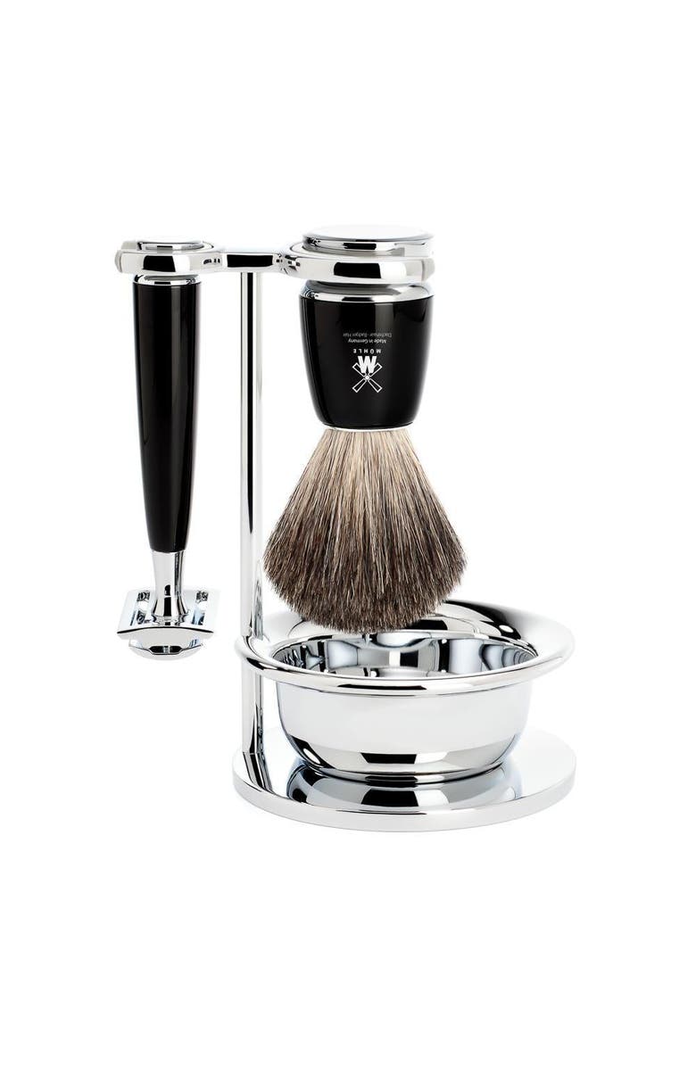 MÜHLE Rytmo Black 4-Piece Pure Badger & Safety Razor Shaving Set, Main, color, Black