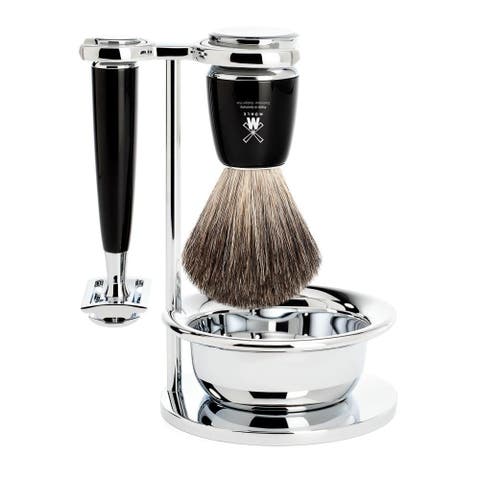 Rytmo Black 4-Piece Pure Badger & Safety Razor Shaving Set