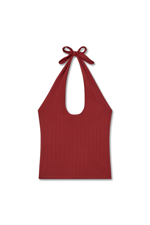 Vir Vita Pauline Pointelle Halter Top In Red