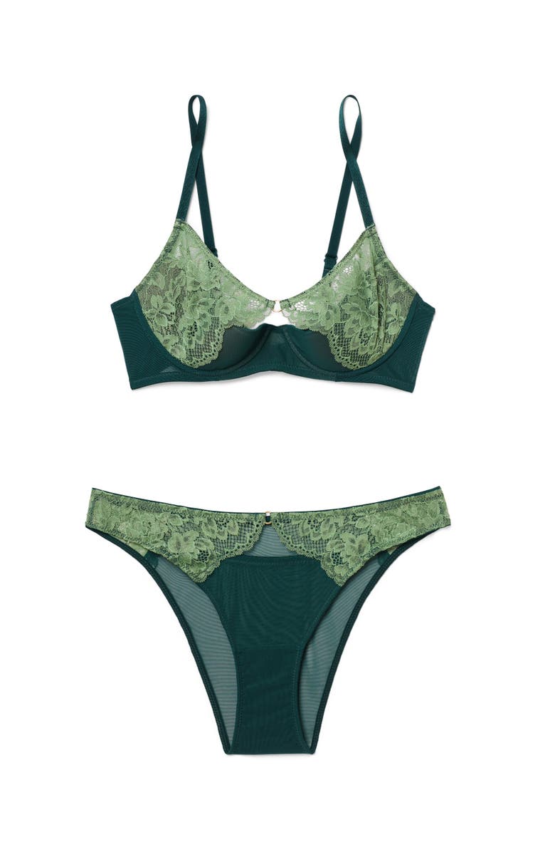 Adore Me Abella Unlined Balconette Bra, Alternate, color, Dark Green