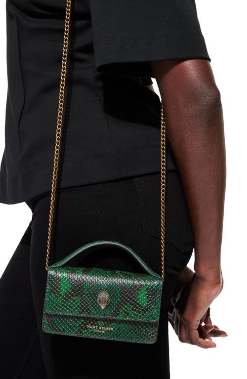 Kurt Geiger London Extrasmall Bond Croc Embossed Leather Top Handle Bag In Green