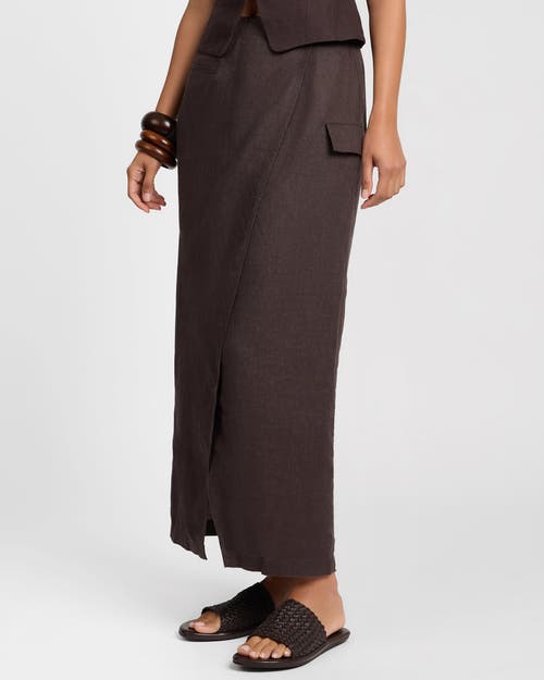 Onia Linen Utility Wrap Maxi Skirt In Brown