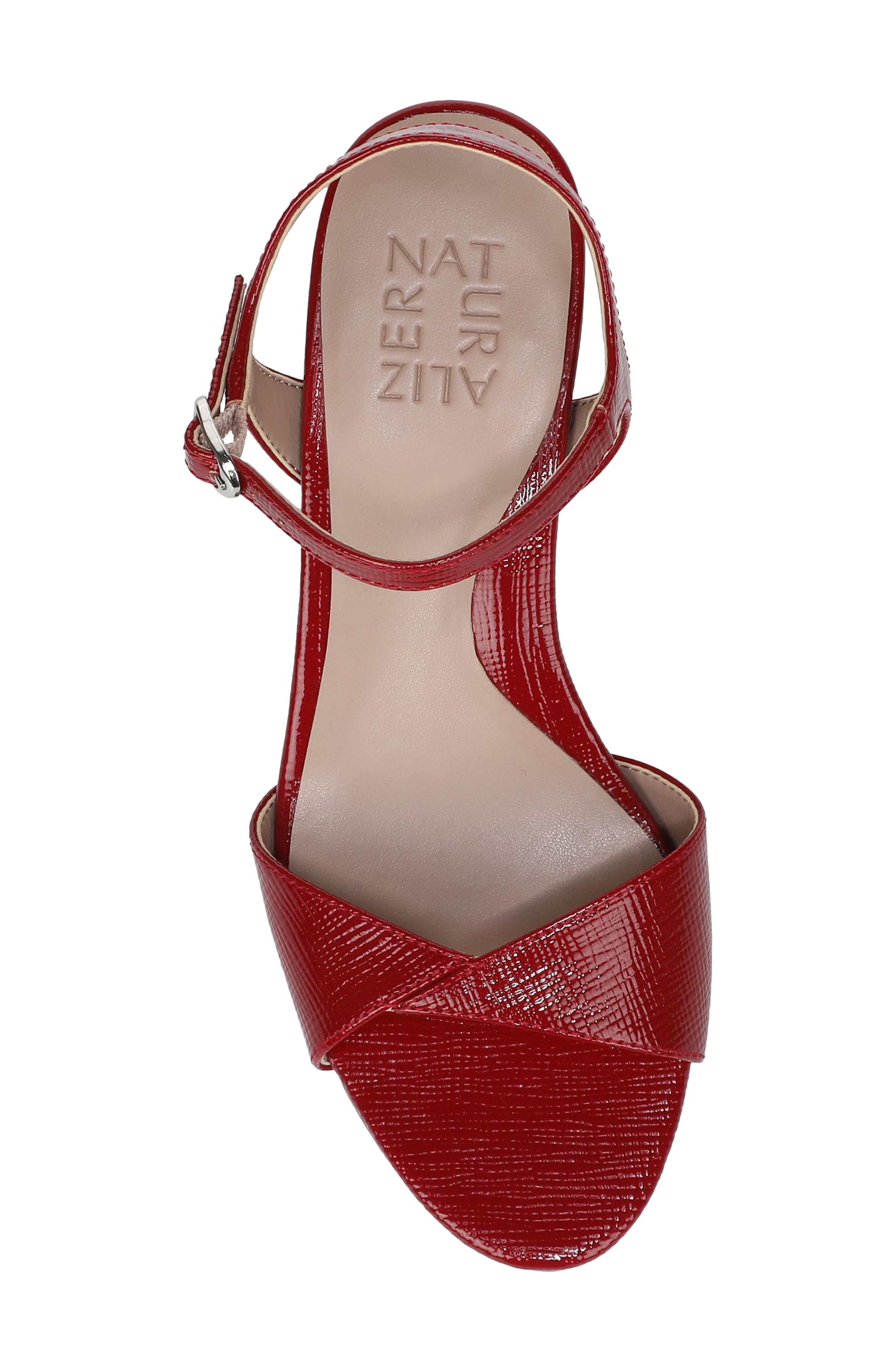Nyla Sandal, Alternate, color, RED TEXTURED FAUX LEATHER