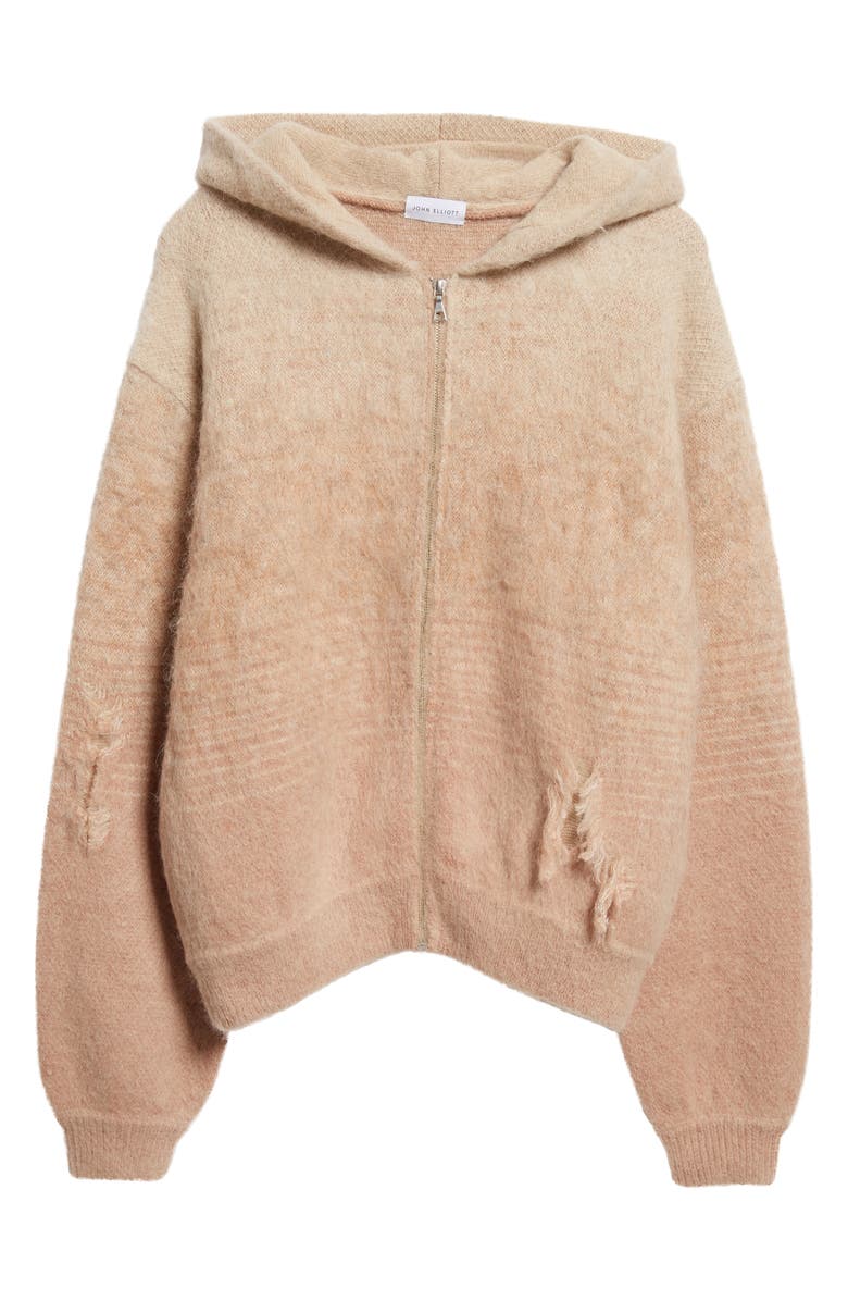 John Elliott Distressed Gradient Mohair & Wool Blend Hooded Sweater, Alternate, color,