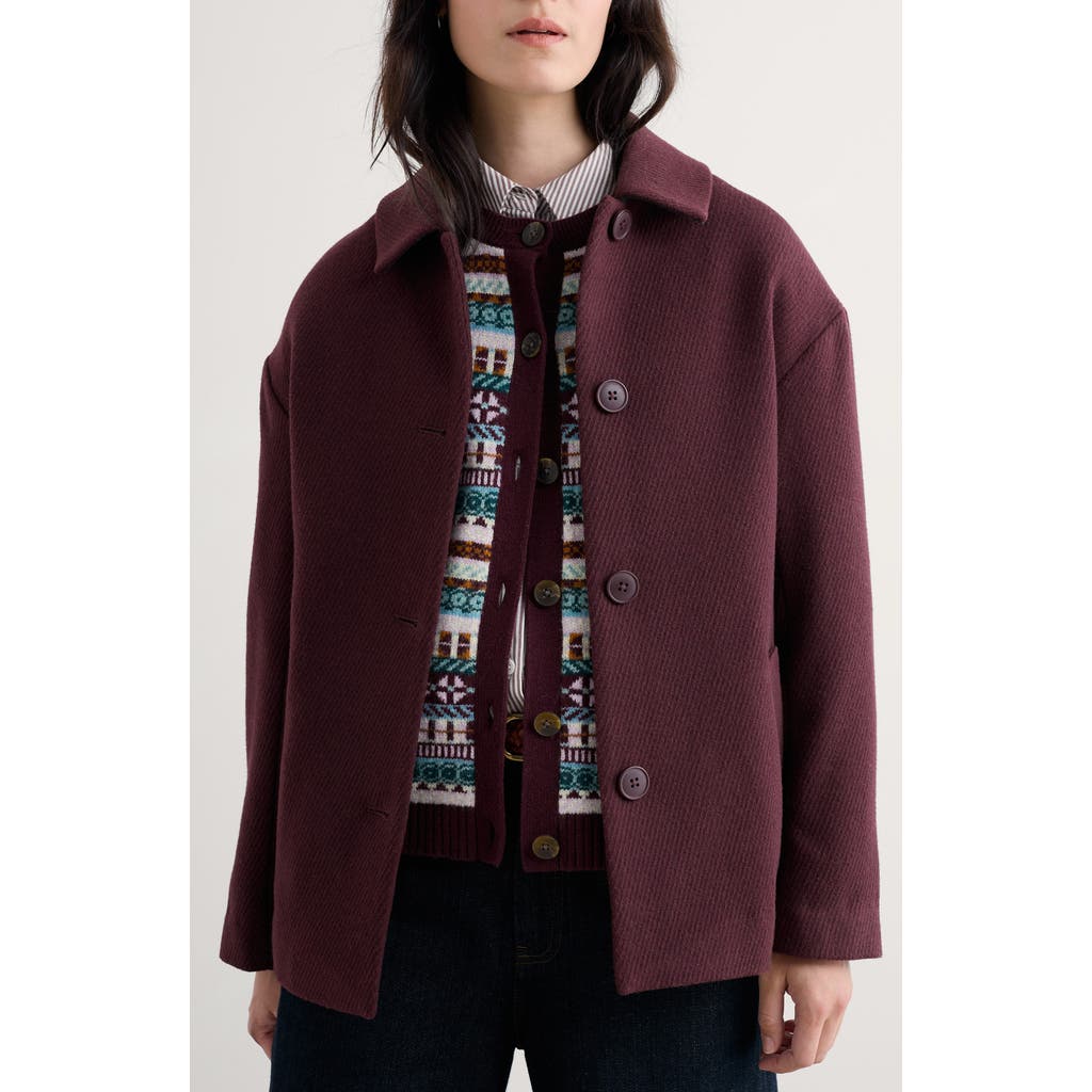 Seasalt Cornwall Beamwind Cocoon Coat In Burgundy