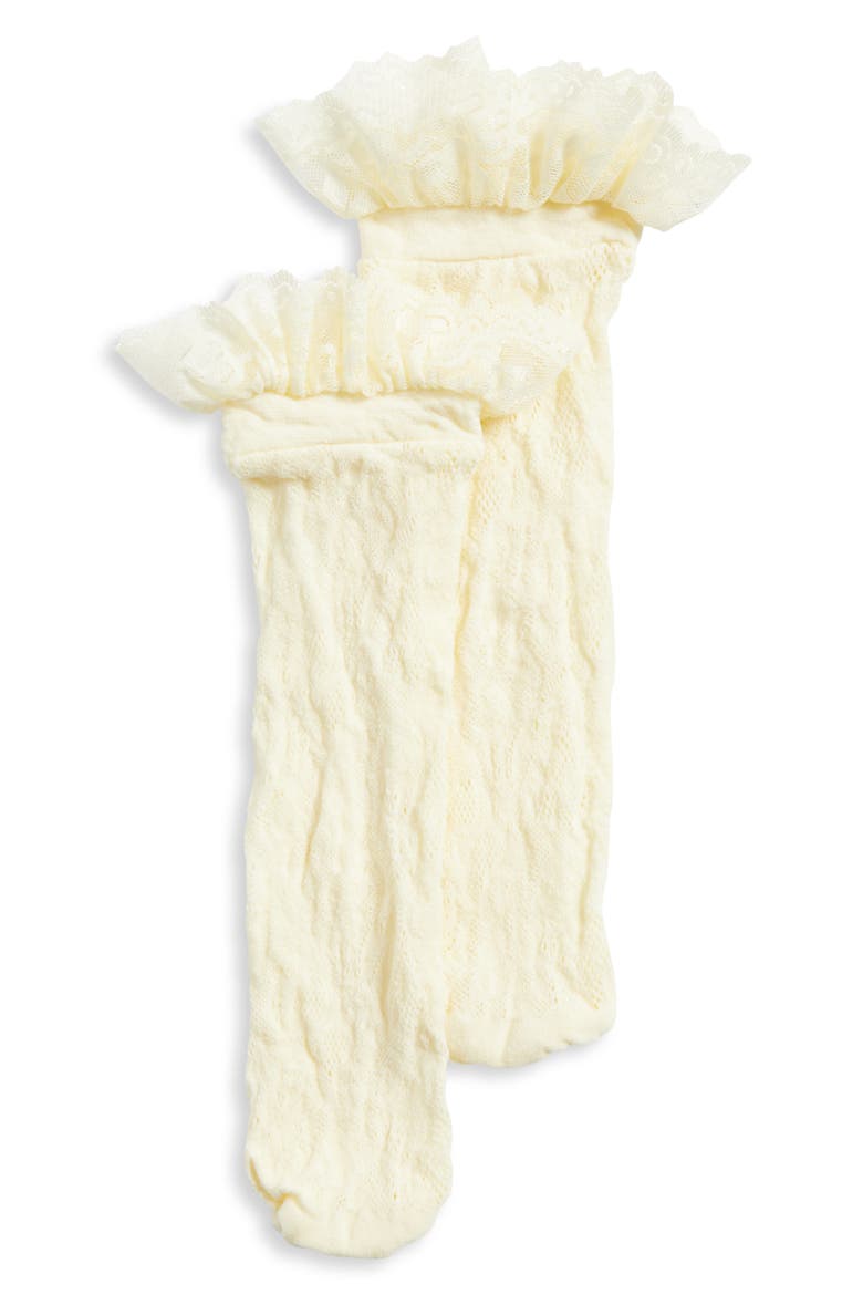 Evangeline Ruffle Lace Ankle Socks, Alternate, color, IVORY