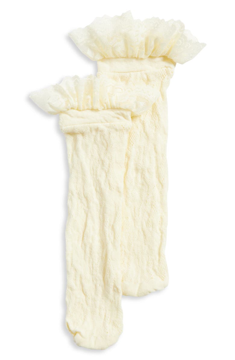 Casa Clara Evangeline Ruffle Lace Ankle Socks, Alternate, color, Ivory