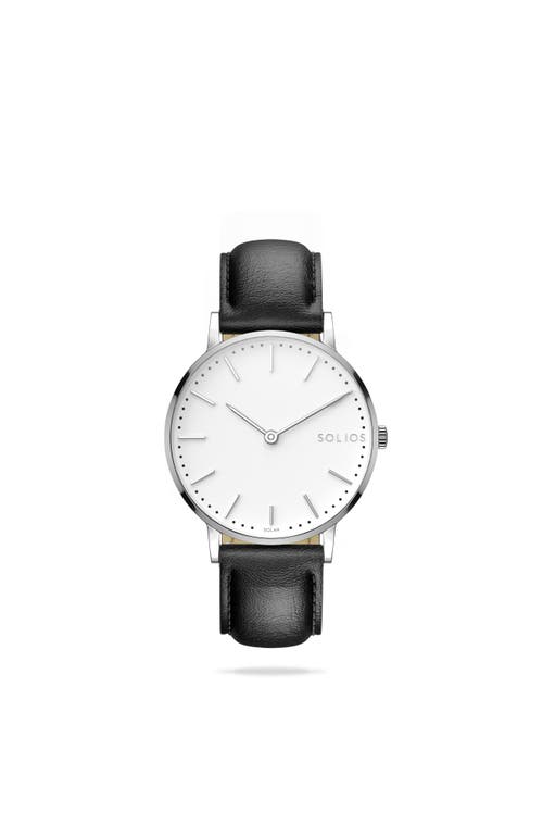 Solios Watches The Solar Classic | White Dial In Black Vegan Leather