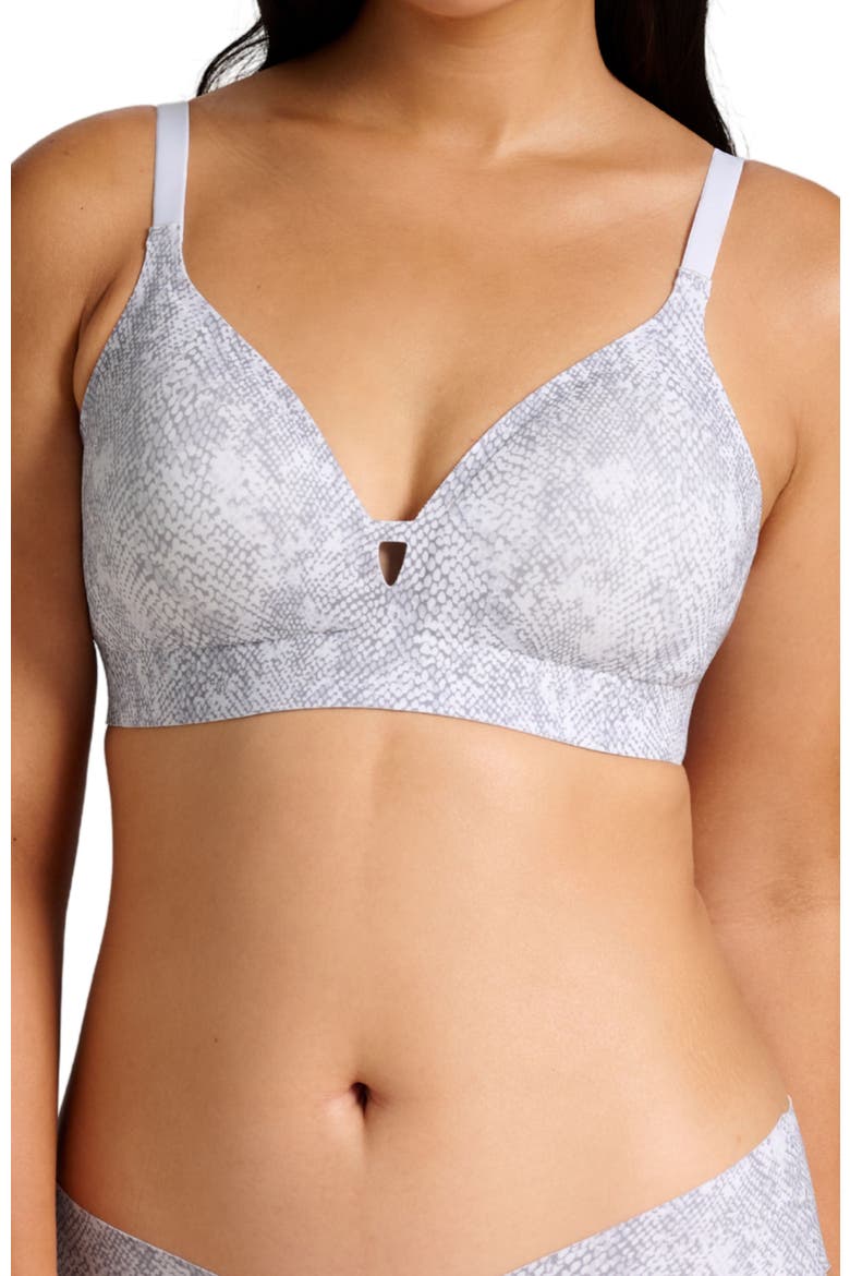 Organic Cotton No-Show V-Neck Foam Bra, Main, color, Grey Snake Print