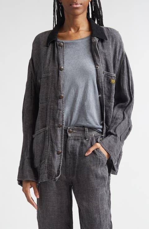 Relaxed Corduroy Collar Linen & Cotton Chore Jacket