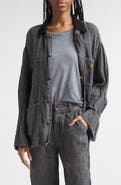 R13 Relaxed Corduroy Collar Linen & Cotton Chore Jacket