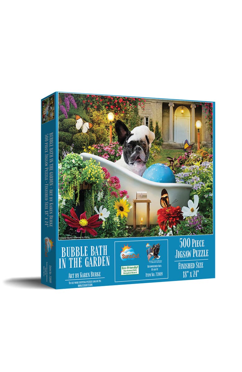 Sunsout Bubble Bath in the Garden 500 piece Jigsaw Puzzle for Adults, Main, color, Multicolor