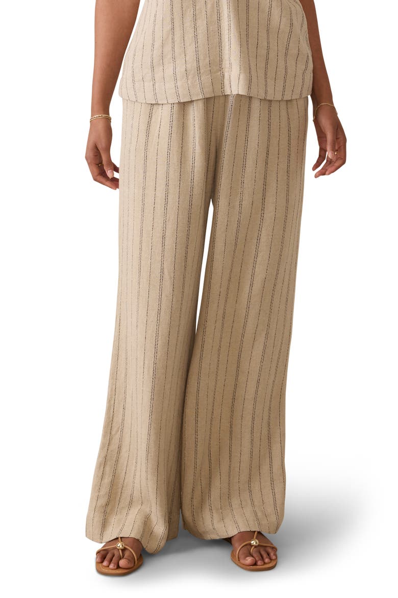 Riviera Stripe Linen Blend Pants, Main, color, DRIFTWOOD STRIPE