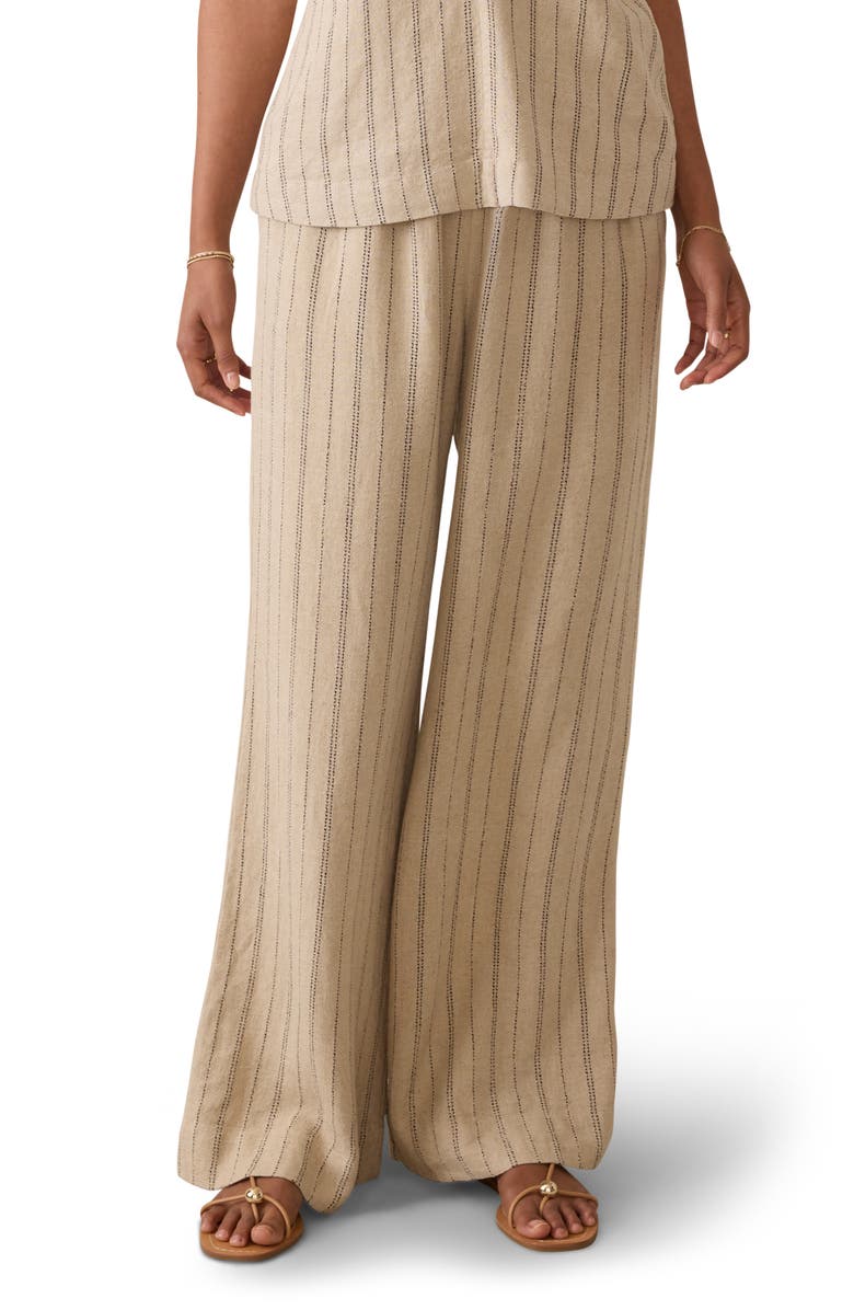 Faherty Riviera Stripe Linen Blend Pants, Main, color, Driftwood Stripe