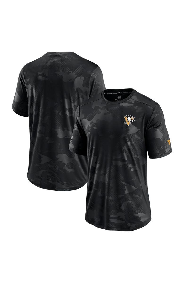 FANATICS Men's Fanatics Branded Black Pittsburgh Penguins Authentic Pro Locker Room Camo T-Shirt, Alternate, color,