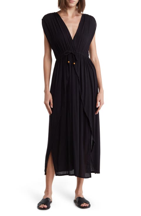 V-Neck Front Tie Cover-Up Maxi Dress