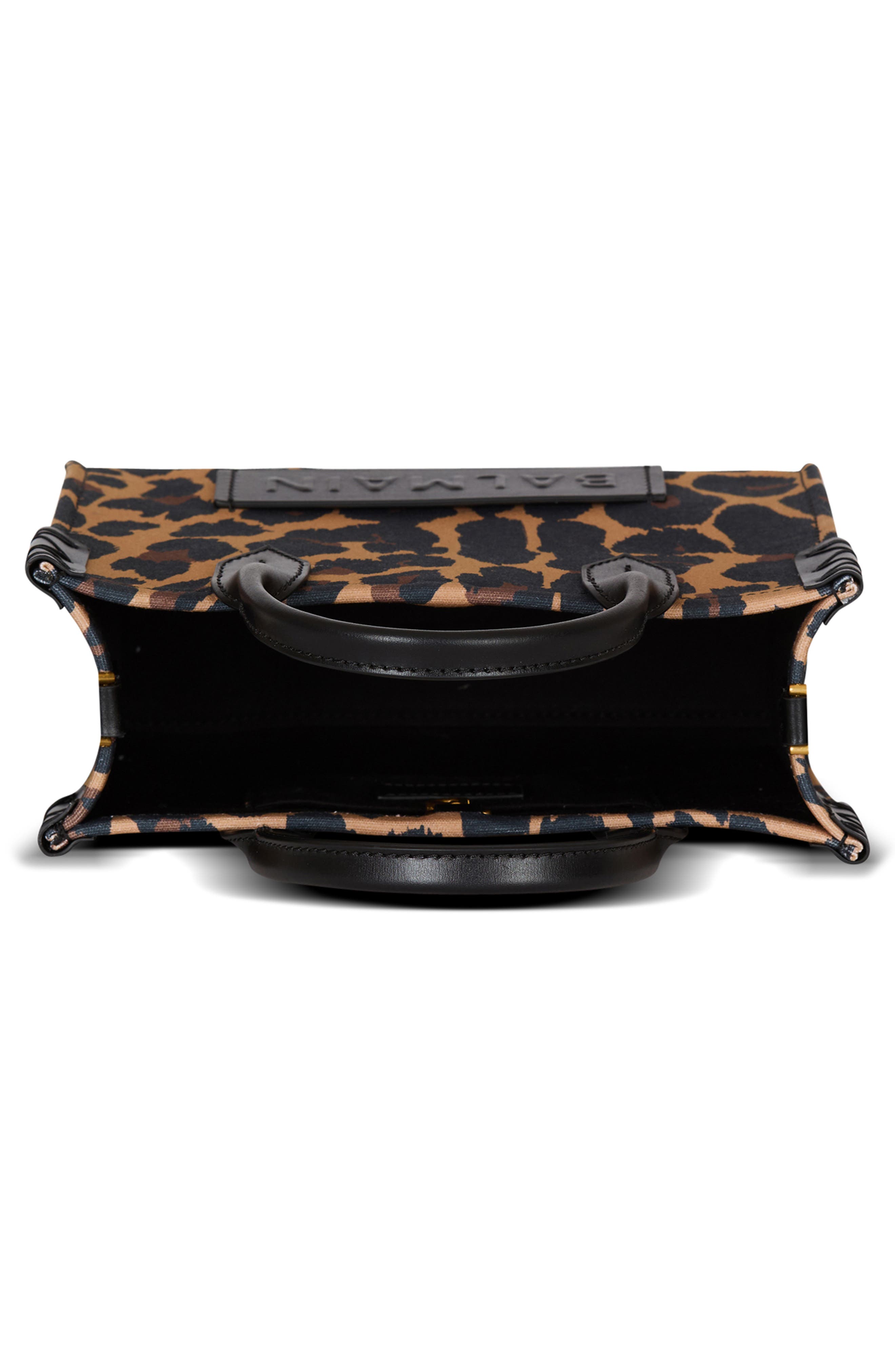 Balmain Small B-Army Leopard Print Canvas Crossbody Bag, Alternate, color, Multi Grey