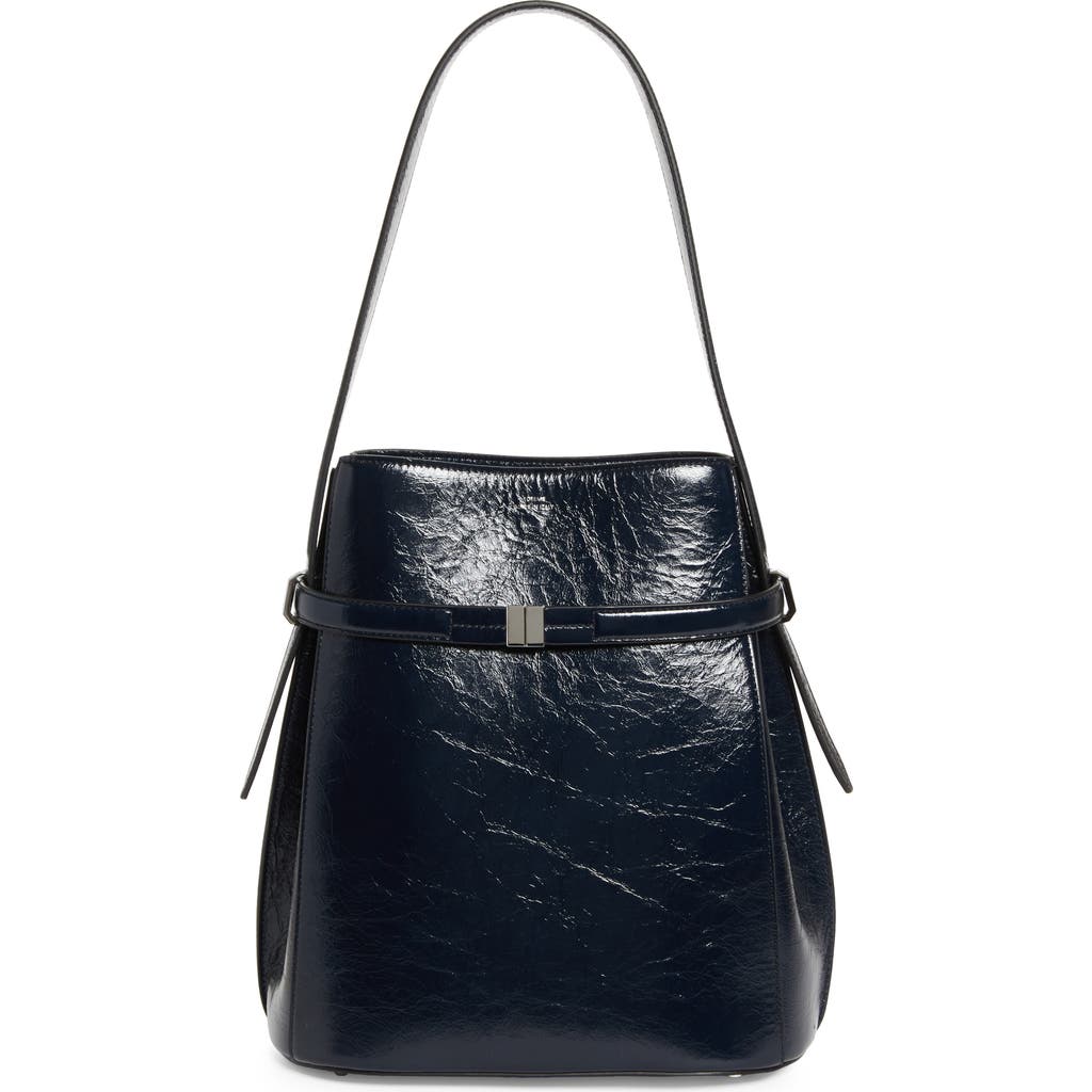 TOTEME Belted Leather Bucket Shoulder Bag in Navy  product