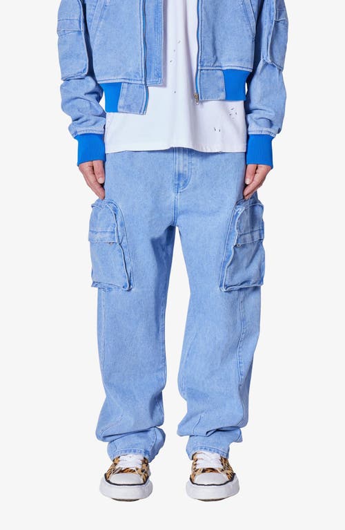 Mnml Ultra Baggy Feeling Blue Cargo Jeans In Blue