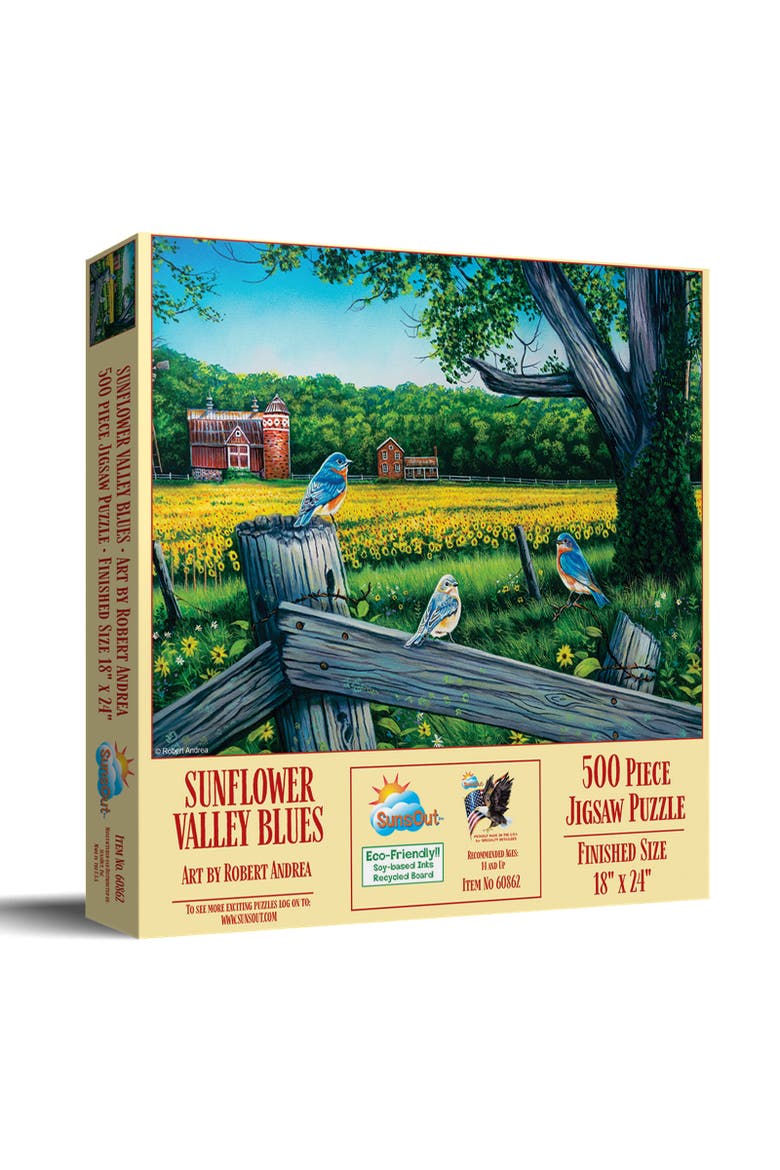 Sunflower Valley Blues 500 piece Jigsaw Puzzle for Adults, Main, color, Multicolor