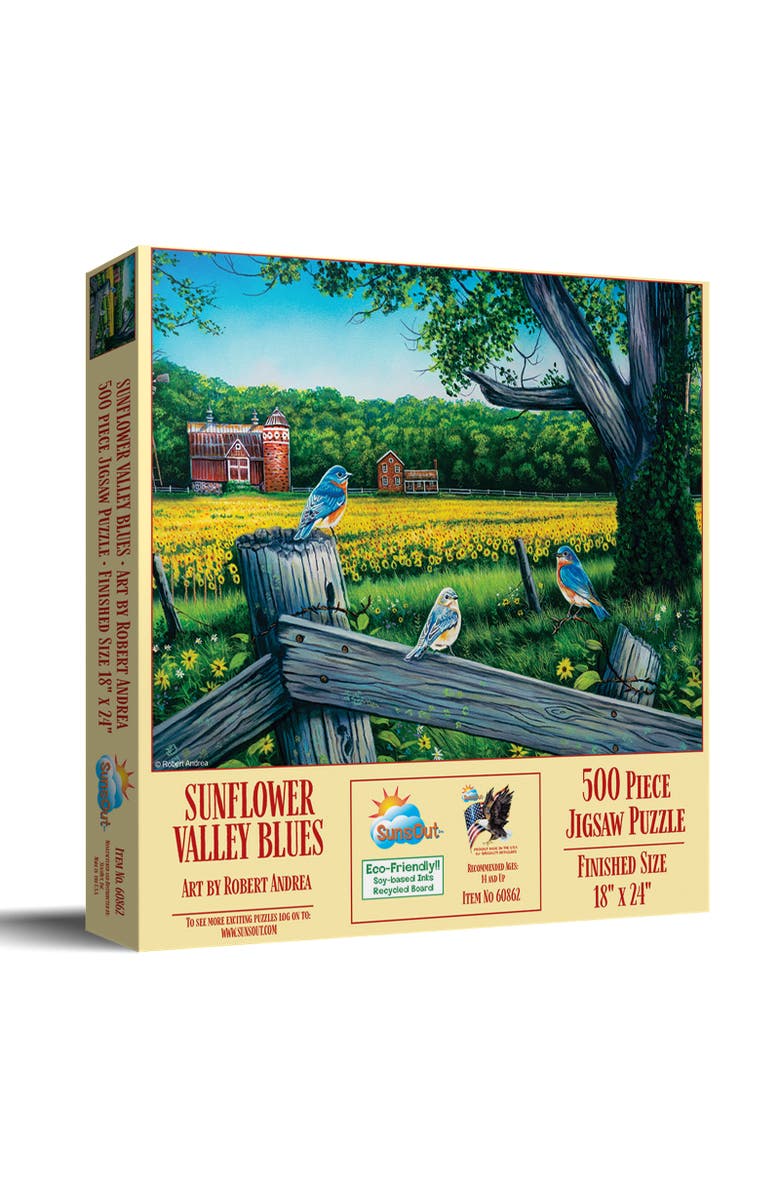 Sunsout Sunflower Valley Blues 500 piece Jigsaw Puzzle for Adults, Main, color, Multicolor
