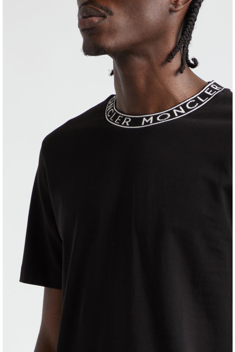 Logo Jacquard Crewneck T-Shirt, Alternate, color, BLACK