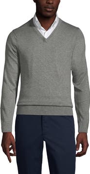 Lands' End School Uniform  Cotton Modal Fine Gauge V-neck Sweater