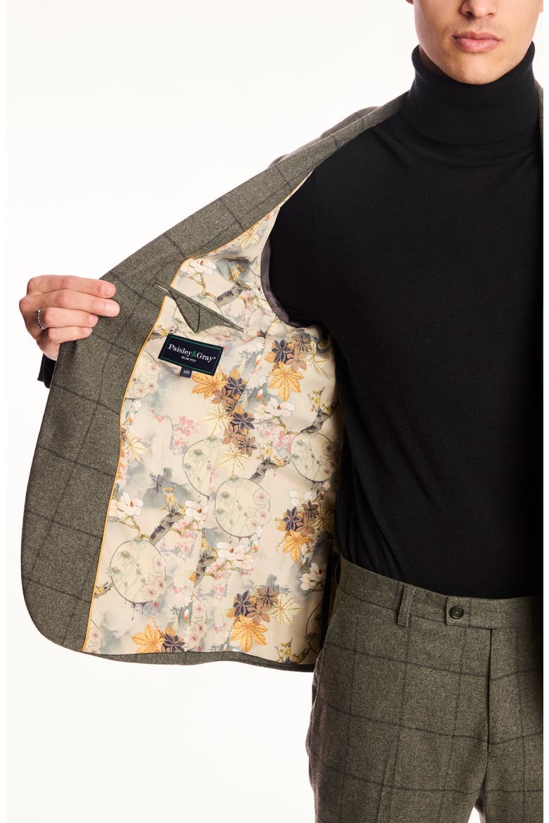 Dover Slim Fit Sage Windowpane Wool Blend Blazer, Alternate, color, SAGE WINDOWPANE