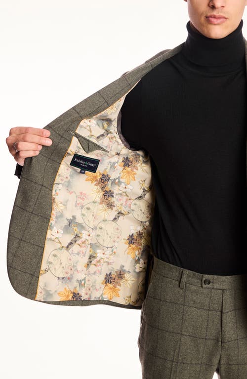 Paisley & Gray Dover Slim Fit Sage Windowpane Wool Blend Blazer In Green