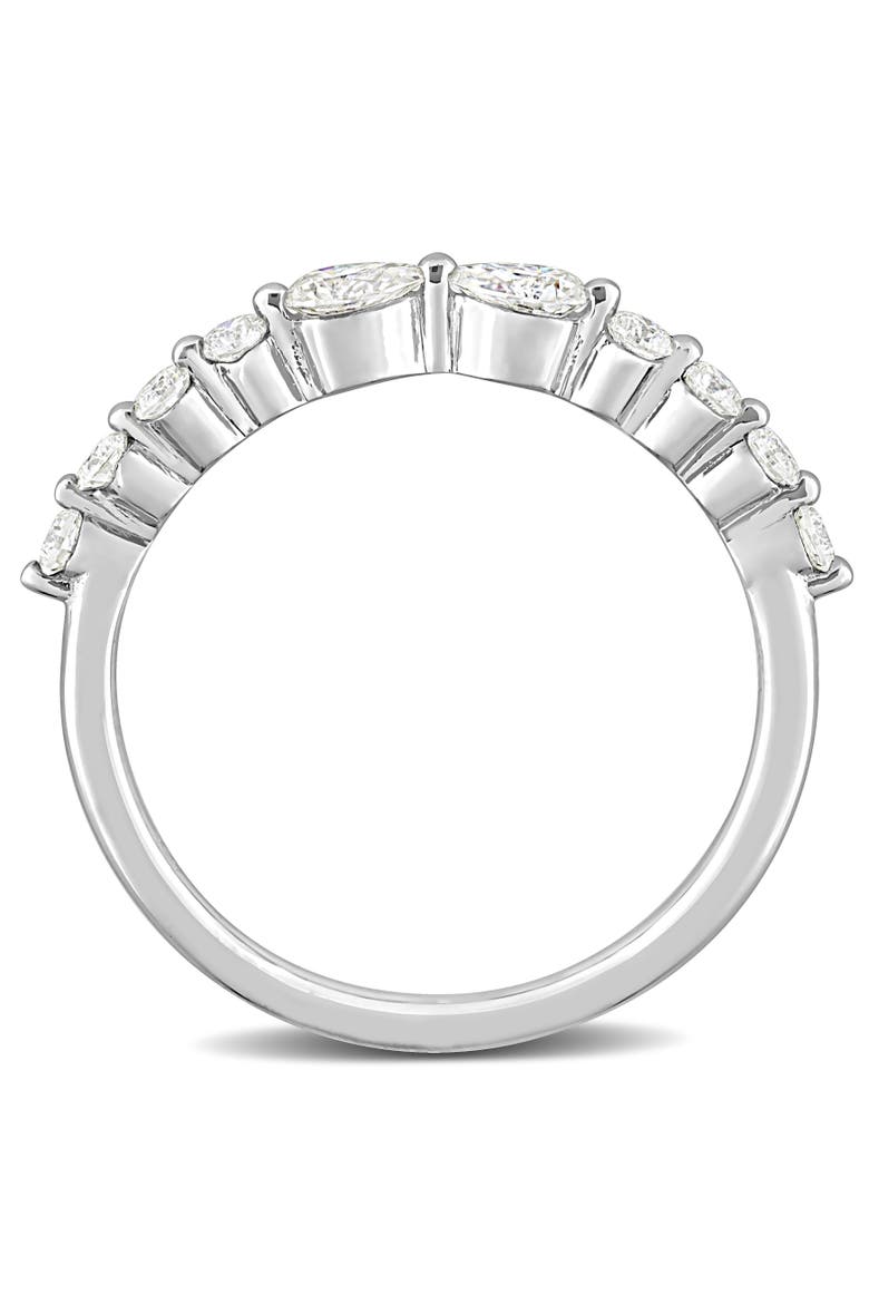 Moissanite Pear Semi-Eternity Ring, Alternate, color, Sterling Silver