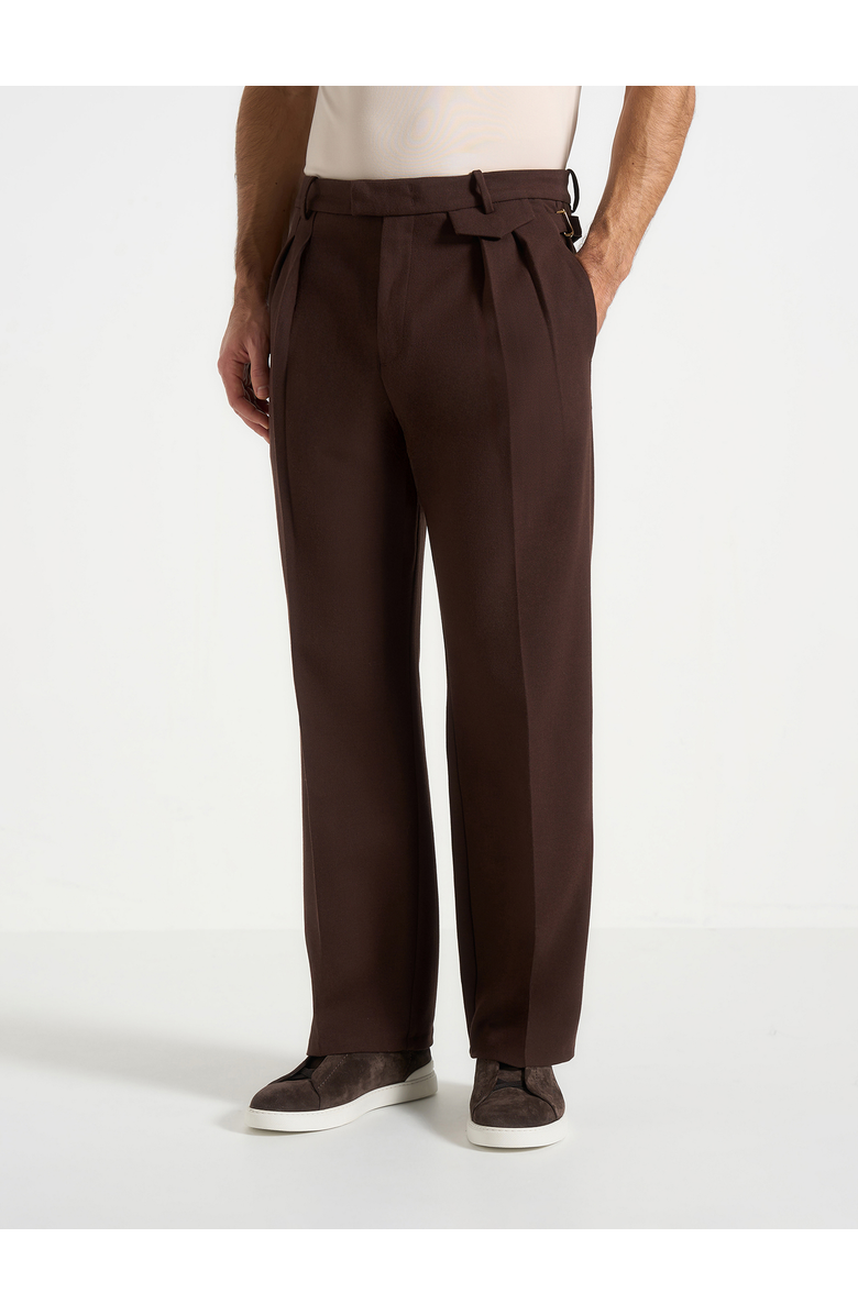 Manière De Voir Pierre Relaxed Fit Pleated Tailored Trousers, Main, color, Brown