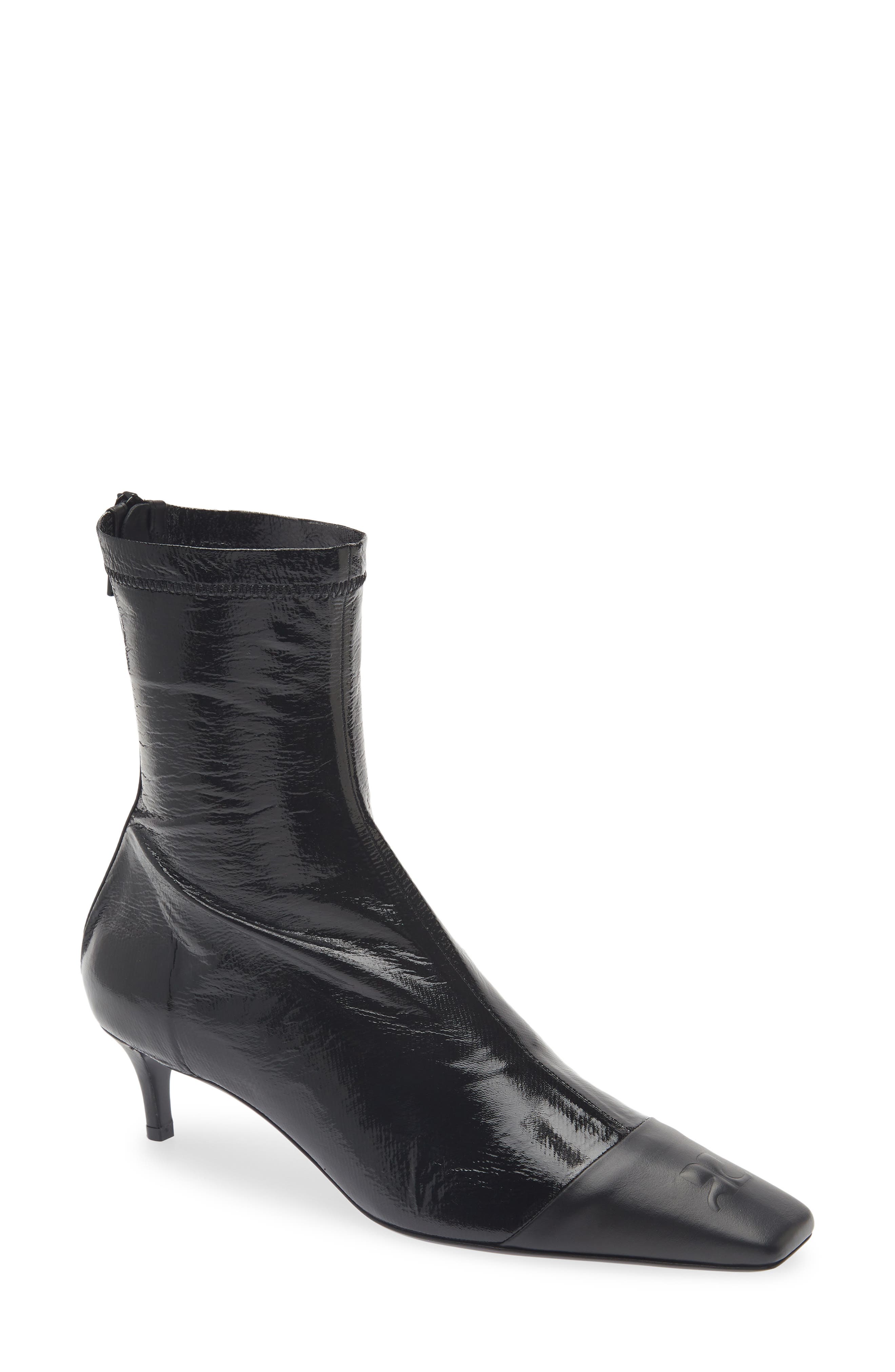 Vinyl Toe Cap Ankle Boot, Main, color, BLACK/ BLACK