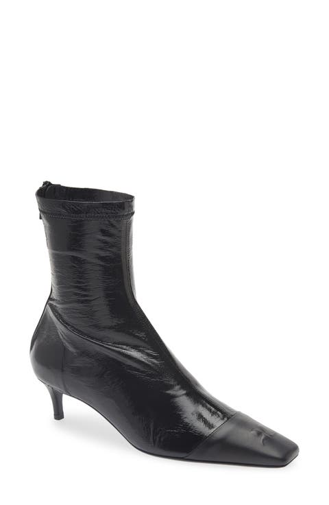 Vinyl Toe Cap Ankle Boot