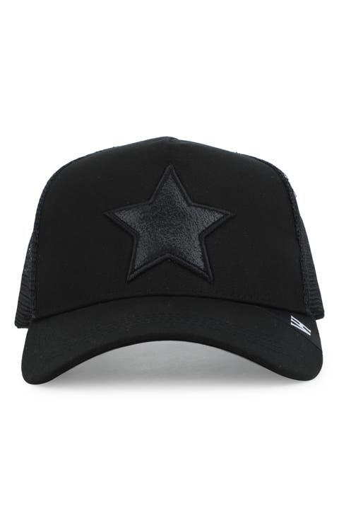 Embroidered Star Patch Mesh Panel Trucker Hat