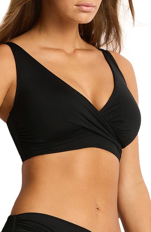 Sea Level Essentials Edit Cross Front Bikini Top In Black