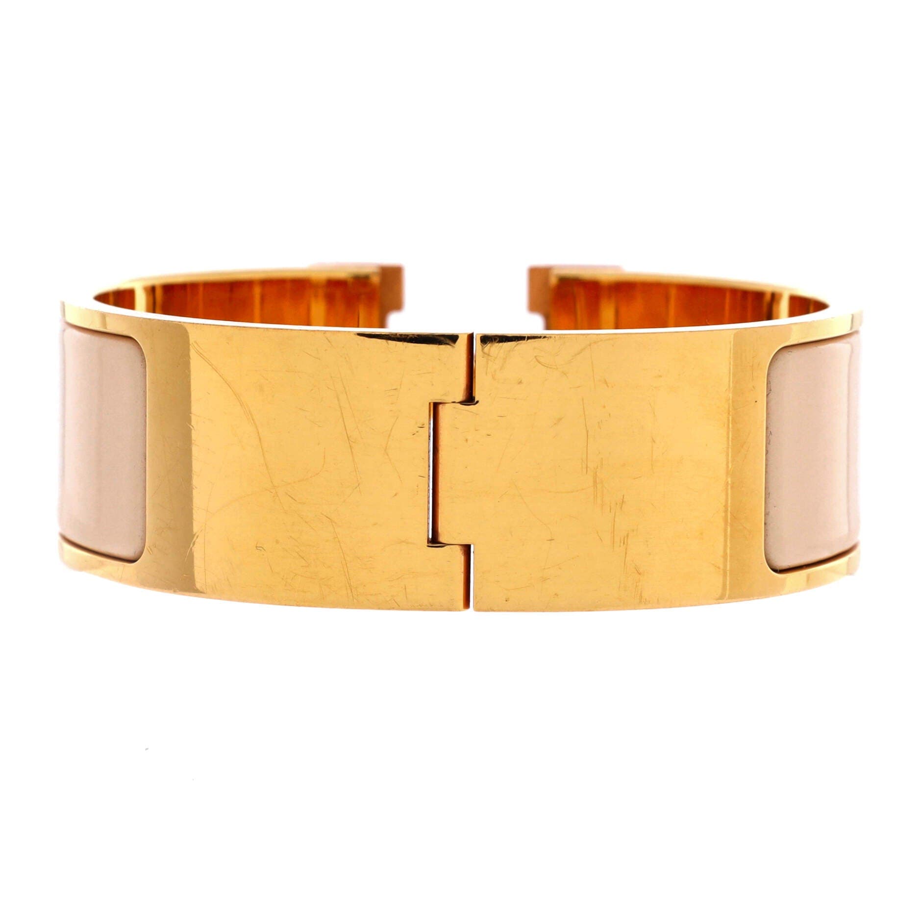 Clic H Bracelet Enamel Wide, Alternate, color, White