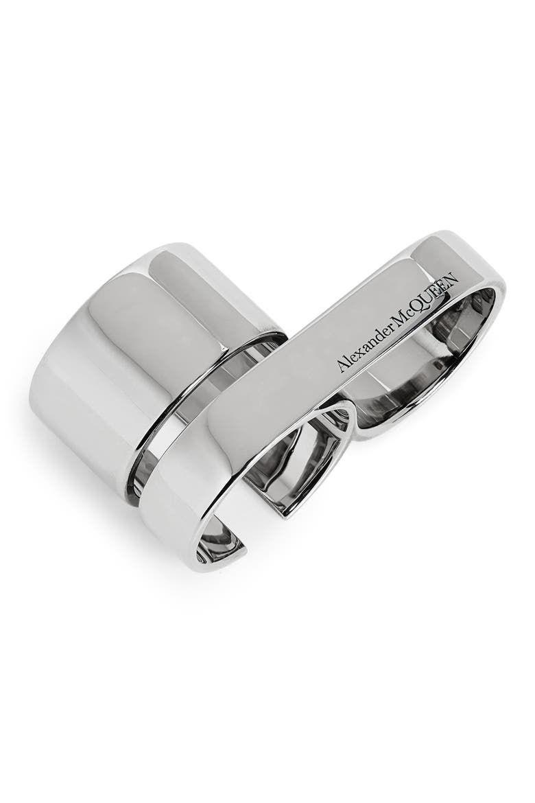 Logo Double Band Ring, Main, color, SILVER