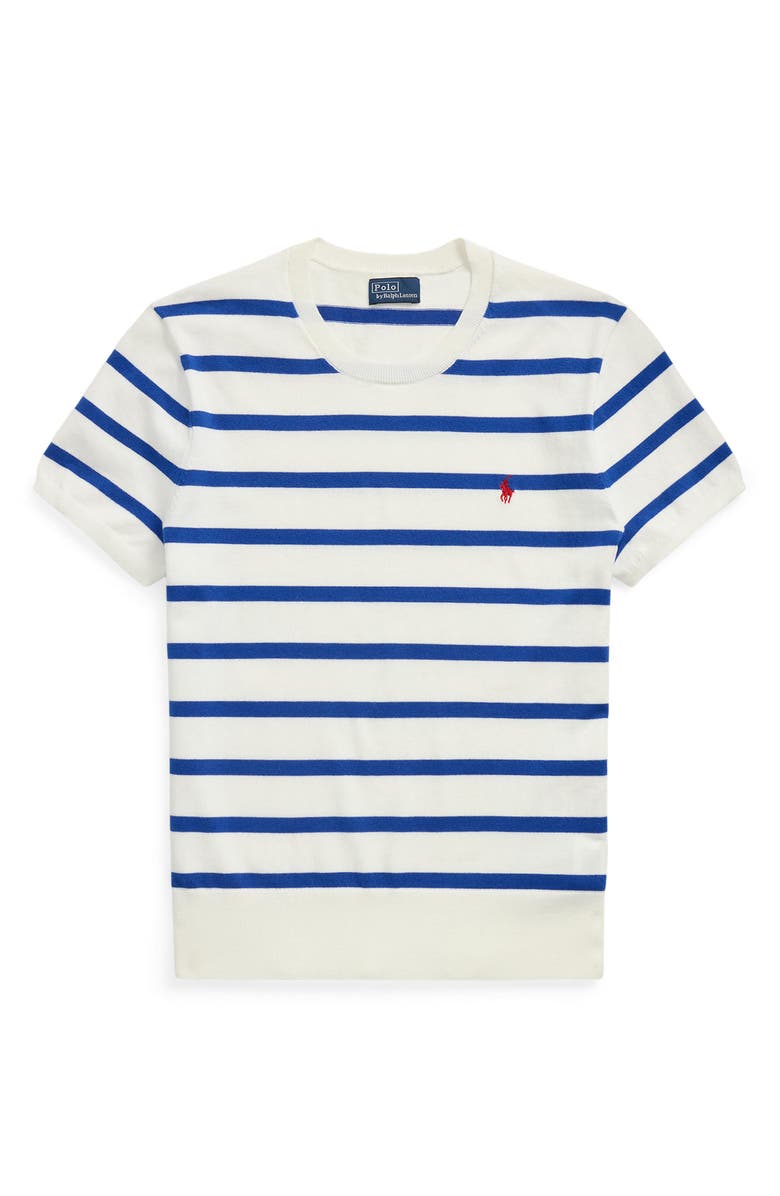 Polo Ralph Lauren Stripe Short Sleeve Cotton Blend Sweater, Alternate, color,
