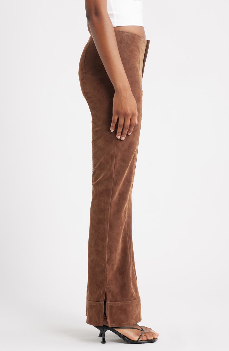 Free People Glow Up Faux Suede Pants, Alternate, color, Shaved Chocolate