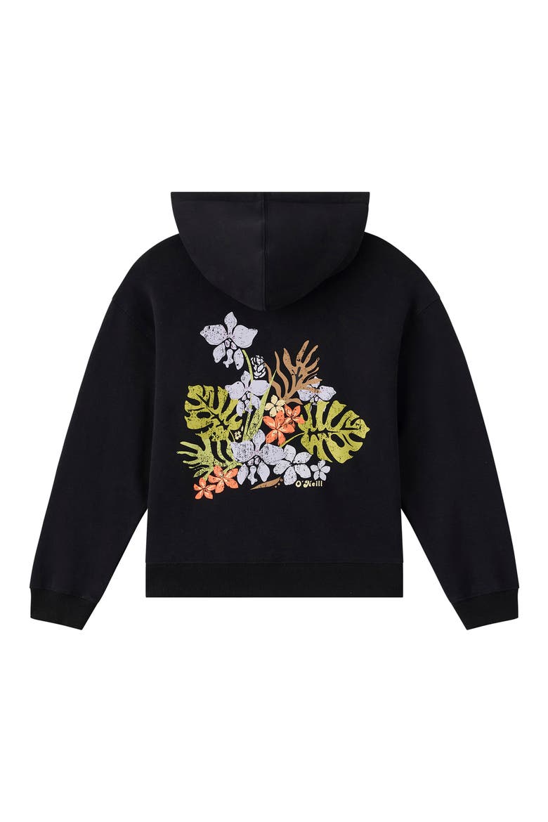 Kids' Tropic Floral Oversized Hoodie, Alternate, color, BLACK