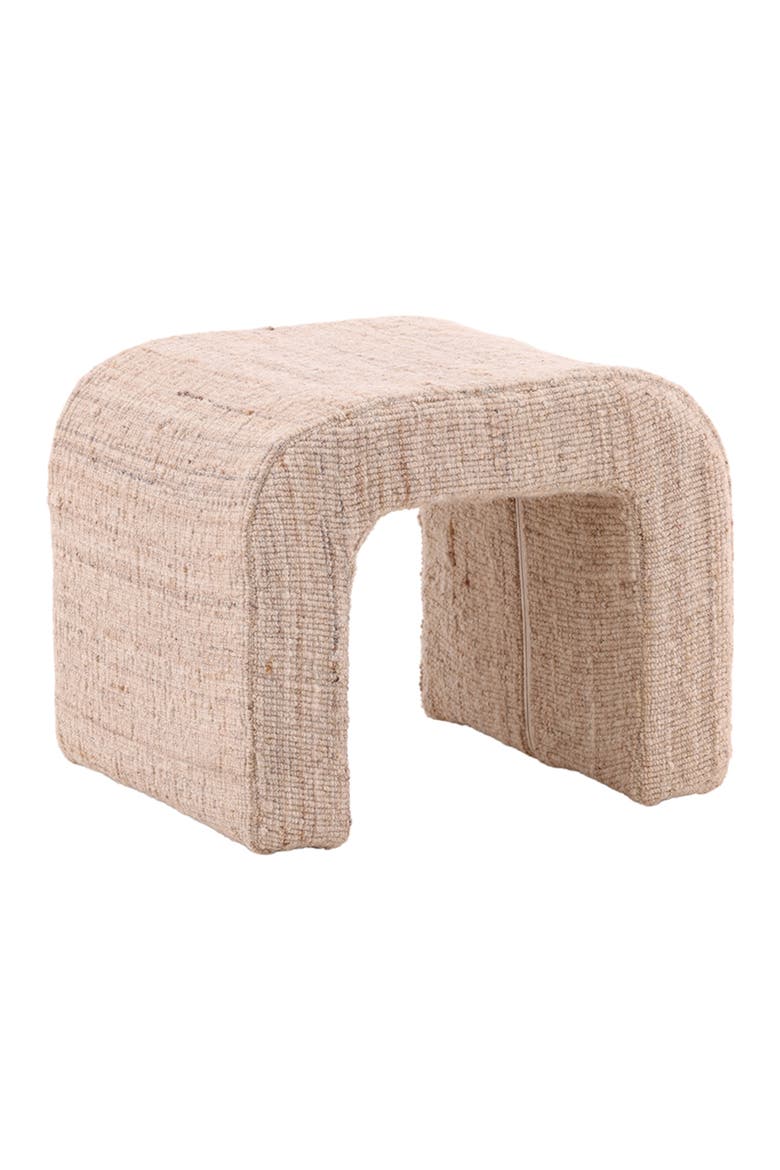 Yara Handwoven Wool Accent Stool, Main, color, Beige