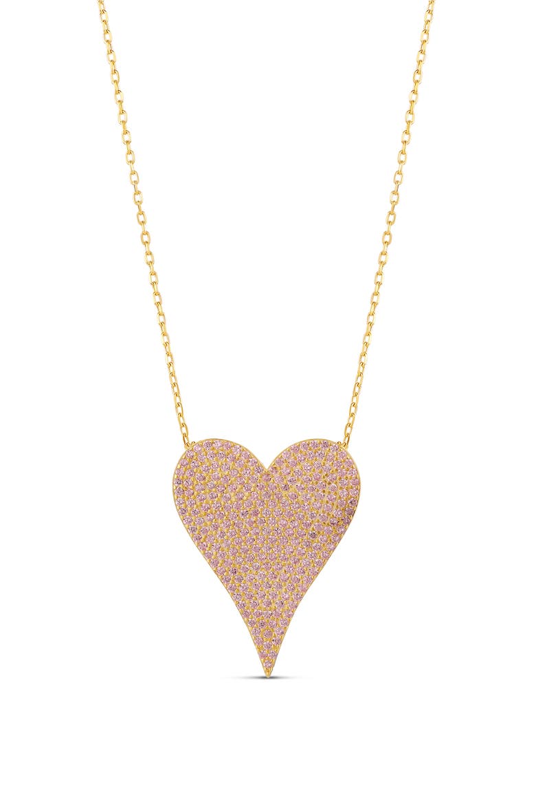 Pavé Heart Pendant Necklace, Main, color, GOLD / LIGHT PINK