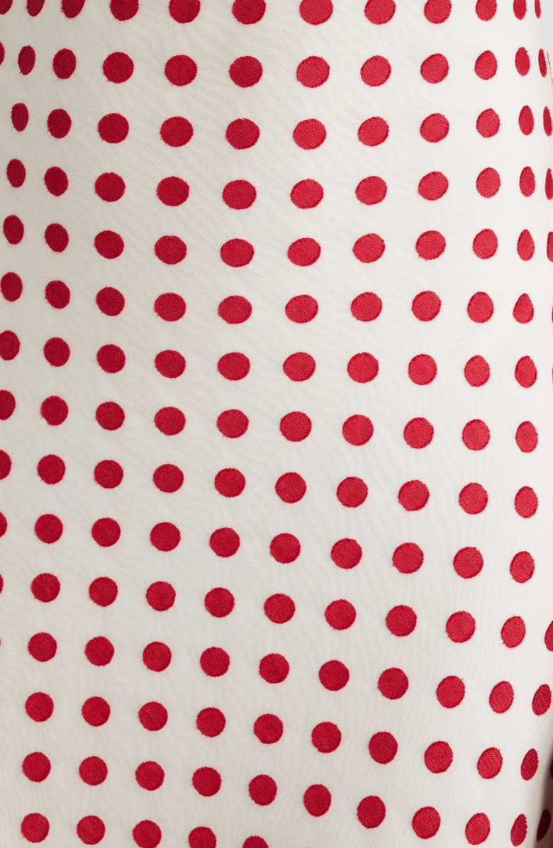 Lucy Paris Greer Ruffle Detail Polka Dot Slip Dress, Alternate, color, Cream Red