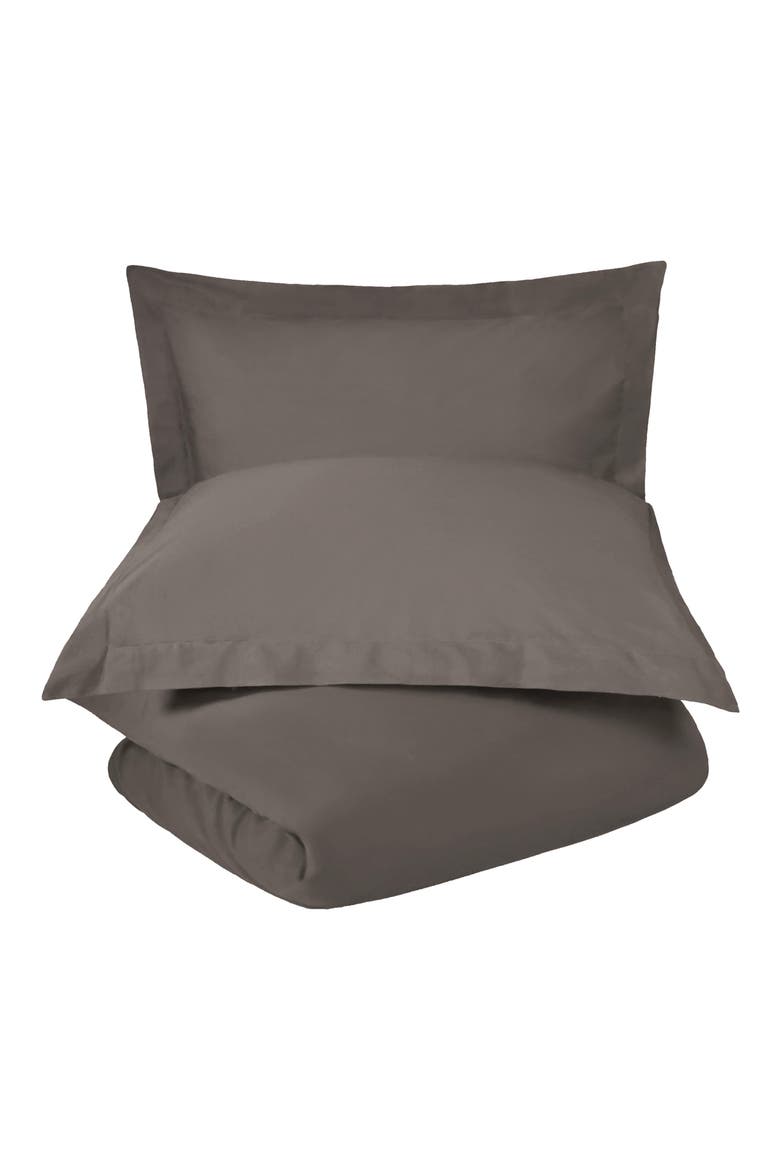 600 Thread Count Sateen Duvet Cover & Shams Set, Main, color, GREY