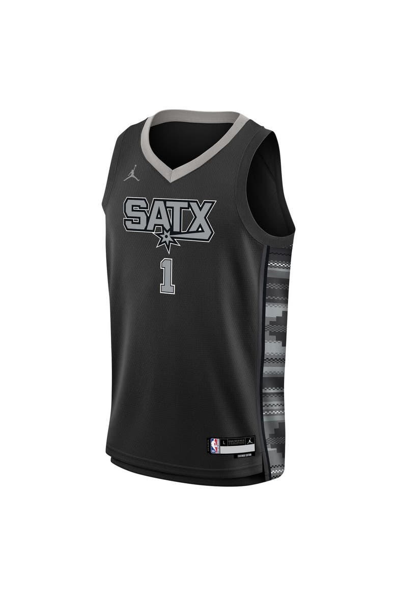 Youth Jordan Brand Victor Wembanyama Black San Antonio Spurs Swingman Jersey - Statement Edition, Alternate, color, Black